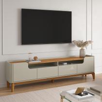 Rack com 180cm Cantos Arredondados 4 portas Para Tv 75 Flip 1.8 Patrimar Off White/Cinamomo