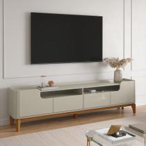 Rack com 220cm Cantos Arredondados 4 portas Para Tv 75 Flip 2.2 Patrimar Off White