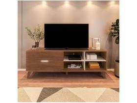 Rack Com 4 Nichos e 2 Gavetas Artely Verona Cedro com Off White