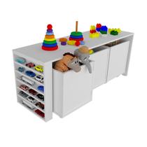 Rack Com Baús Infantil Com Porta Carrinhos Cauê 100% Mdf