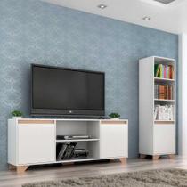 Rack com Estante em Mdp Quitidá Branco com Siena Rack com Estante em Mdp Quitidá Branco com Siena