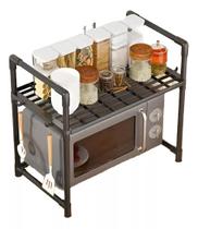 Rack Com Ganchos Prateleira Organizadora de Cozinha Microondas