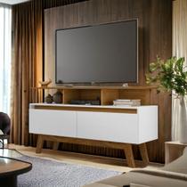 Rack com Gavetas Rubi 1,2 Cinamomo e Branco Bechara Rack com Gavetas Rubi 1,2 Cinamomo e Branco Bechara