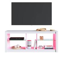 Rack Com Led 02 Prateleiras Em Vidro 136cm Branco Proddy Branco Rack Com Led 02 Prateleiras Em Vidro 136cm Branco Proddy Branco