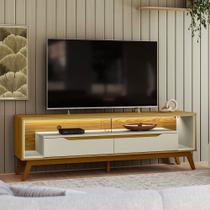 Rack com Led p/ TV 65 Polegadas 175cm Duo Pés Madeira Olivar Móveis