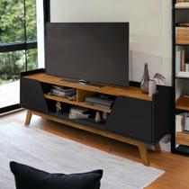 Rack com Nichos Turim Preto Fosco e Naturalle Bechara Rack com Nichos Turim Preto Fosco e Naturalle Bechara