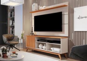 Rack Com Painel 1.36 TV Até 55 Retrô Pés Madeira Porta Nichos Prateleira Malbec Wood Rack Com Painel 1.36 TV Até 55 Retrô Pés Madeira Porta Nichos Prateleira Malbec Wood