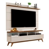 Rack com Painel 1.60 TV 60'' Off White/Freijó Vivare Wood - Giga Moveis