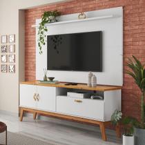 Rack com Painel 160cm Quarto Sala Para TV 60 Sirius 1.6 Patrimar Branco Cinamomo/Branco