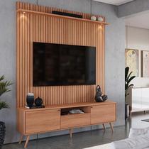 Rack Com Painel 183cm Para TV 70 Polegadas River 1.83 Lukaliam Jequitiba Ripado 3D