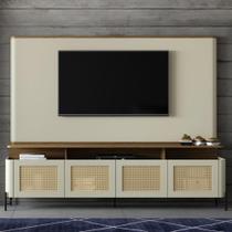 Rack com Painel 220cm Porta Sextava e Pés em Metal 100% MDF