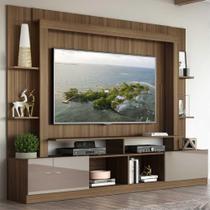 Rack Com Painel 65" Madeirado/Lacca Fumê