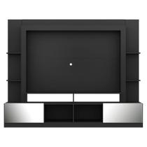 Rack com Painel 65 Portas com Espelho Oslo Preto branco Rack com Painel 65 Portas com Espelho Oslo Preto branco