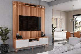 Rack Com Painel Alto Pés Palito Amadeirado para Tv de até 70 polegadas River 1,83 Lukaliam