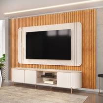 Rack com Painel Ariana LED Curvo para Tv até 75 Polegadas com Painel Ripado 275cm Trento