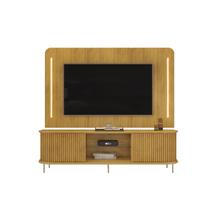 Rack com Painel Atlas para TV Até 75 Polegadas 2 Portas Ripado LED Cedro - DJ Móveis Rack com Painel Atlas para TV Até 75 Polegadas 2 Portas Ripado LED Cedro - DJ Móveis