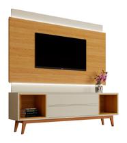 Rack com Painel Delux 1.8 com LED Off White com Nature - MoveisAqui