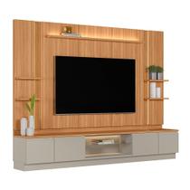 Rack com Painel e 2 Módulos Laterais Complementares Magnata Canela/Gris