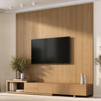 Rack com Painel Extensível para TV até 86 Polegadas 240cmx230cm Liso Aruá CabeCasa MadeiraOriginals Marrom Jatobá