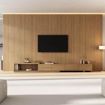 Rack com Painel Extensível para TV até 86 Polegadas 400cmx250cm Liso Aruá CabeCasa MadeiraOriginals Marrom Jatobá