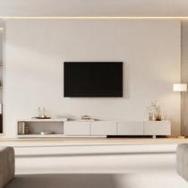 Rack com Painel Extensível TV 86 Polegadas 360CMX250CM Liso Aruá CabeCasa MadeiraOriginals Off White Rack com Painel Extensível TV 86 Polegadas 360CMX250CM Liso Aruá CabeCasa MadeiraOriginals Off White