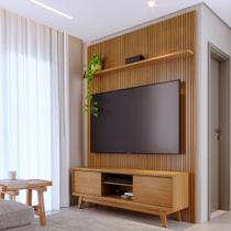 Rack com Painel Frisado para TV até 65 Polegadas 2 Portas de Correr com Pés Milo Madetec