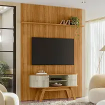 Rack com Painel Frisado para TV até 65 Polegadas 2 Portas Flexíveis com Pés New Silverstone Madetec Rack com Painel Frisado para TV até 65 Polegadas 2 Portas Flexíveis com Pés New Silverstone Madetec