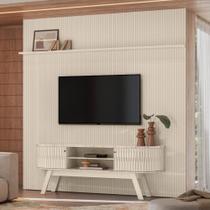 Rack com Painel Frisado para TV até 75 Polegadas 2 Portas Flexíveis com Pés New Laguna Madetec