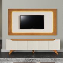 Rack com Painel Led para Tv até 65 Polegadas Laqueado 100% MDF e Pés em Madeira Maciça Grécia