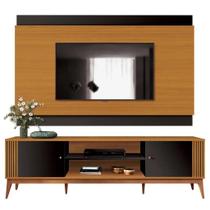 Rack com Painel Legacy para Tv até 65 Polegadas EDN Móveis Cor Cedro Naturale Preto