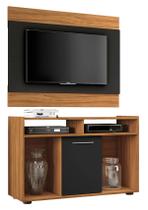 Rack com Painel Línio Freijó com Preto - MoveisAqui