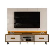 Rack Com Painel Madri 2,40m para TVs de até 75 Polegadas Off White/Freijo Rack Com Painel Madri 2,40m para TVs de até 75 Polegadas Off White/Freijo