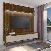Rack com Painel MDF 185,5cmx183cm Conjunto Sala de Estar e Liverpool Yescasa Marrom Pinho/Off White