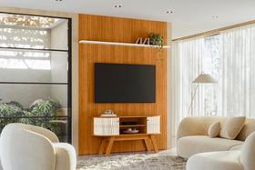 Rack com Painel New Silverstone Para TV até 65 Polegadas - Cinamomo / Off White - Madetec