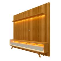 Rack com Painel Nobre Clean 2.2 com Pés Naturale com Off White - Gelius Móveis