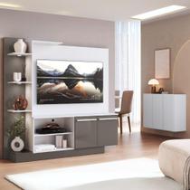 Rack Com Painel Para Até 55 Polegadas E Aparador 3 Portas Multimóveis Mp1097 Branco/lacca Fumê