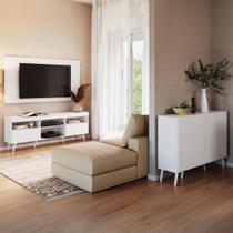 Rack Com Painel Para Até 65 Polegadas E Aparador 4 Portas Retrô Multimóveis Mp1095 Branco Rack Com Painel Para Até 65 Polegadas E Aparador 4 Portas Retrô Multimóveis Mp1095 Branco