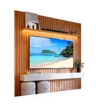 Rack com Painel para Sala Ripado Cleann 2.2 Naturale com Off White - MoveisAqui