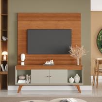 Rack com Painel para TV 160X195cm Ripado em MDF Linha Madri Rack com Painel para TV 160X195cm Ripado em MDF Linha Madri