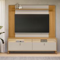Rack com Painel para Tv 55 Polegadas com Led Pés em Madeira Maciça Dubai