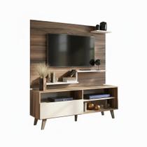 Rack com Painel para TV até 43 Polegadas 1 Porta 3 Prateleiras 136cm Nogueira/Off White - J Carvalho