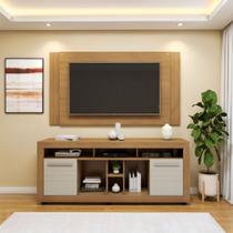 Rack com Painel para TV até 46 Polegadas MDF 180cmx89cm 2 Portas 7 Nichos Firenze Bege Cinamomo/Off White