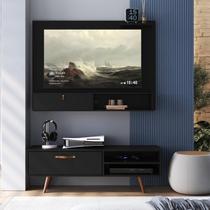 Rack com Painel para TV até 50 Polegadas 125cmx90cm Miami Califórnia Preto Rack com Painel para TV até 50 Polegadas 125cmx90cm Miami Califórnia Preto