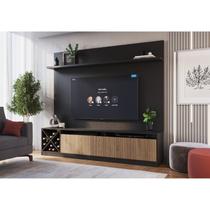 Rack com Painel para TV até 50 Polegadas 160cmx149,5cm Impressão Ripada e 2 Portas Adega Roma Preto/Brise