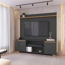 Rack com Painel para TV até 50 Polegadas 160cmx181cm Conjunto Sala de Estar 2 Portas Benevello Cinza Grafite/Siena Rack com Painel para TV até 50 Polegadas 160cmx181cm Conjunto Sala de Estar 2 Portas Benevello Cinza Grafite/Siena