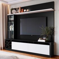 Rack com Painel para TV Até 50 Polegadas Coliseu 3 Portas Preto/Branco - Panorama Móveis