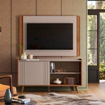 Rack com Painel para TV até 50 Polegadas MDF 160cmx160,5cm Fresno New Austin Cinza Grigio Fosco/Cinamomo Mel