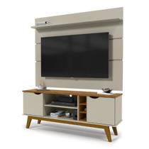 Rack com Painel para TV até 50 Polegadas Prism Off White com Cumaru 160 cm - Patrimar Móveis Rack com Painel para TV até 50 Polegadas Prism Off White com Cumaru 160 cm - Patrimar Móveis
