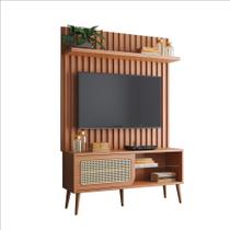 Rack com Painel para TV Até 55 Polegadas 1 Porta Ripado Freijó - Dalla Costa