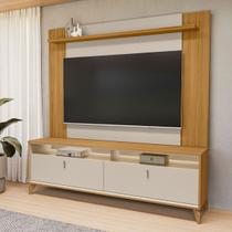 Rack com Painel para TV Até 55 Polegadas Dubai 2 Portas 1 Prateleira com Led Tauri/Off White Fosco - Linea Brasil Rack com Painel para TV Até 55 Polegadas Dubai 2 Portas 1 Prateleira com Led Tauri/Off White Fosco - Linea Brasil